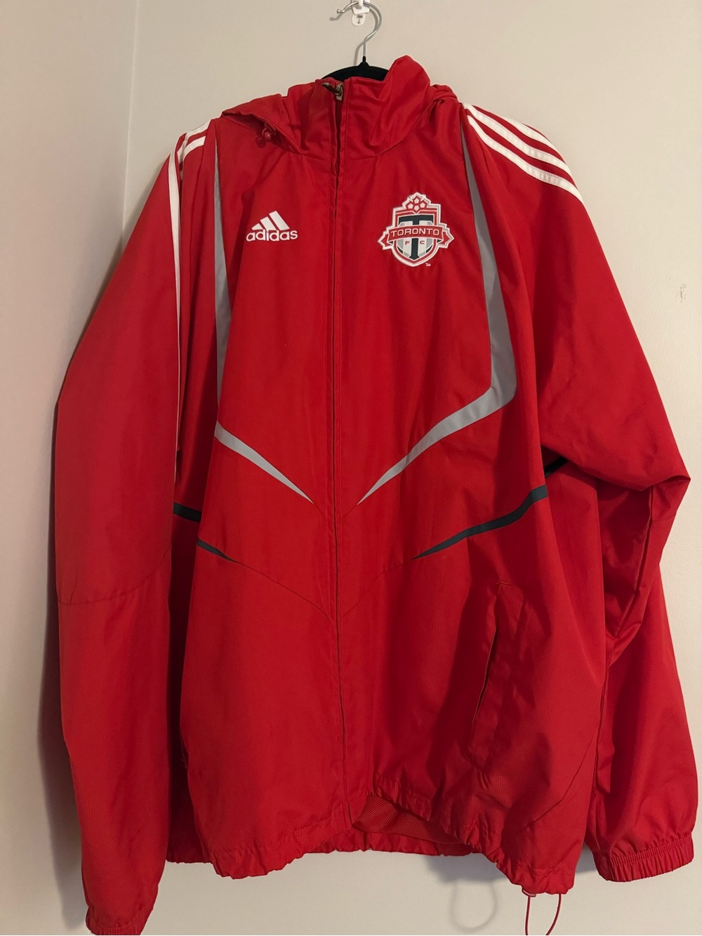 adidas Red and Gray Men's Toronto Windbreaker Jacket
